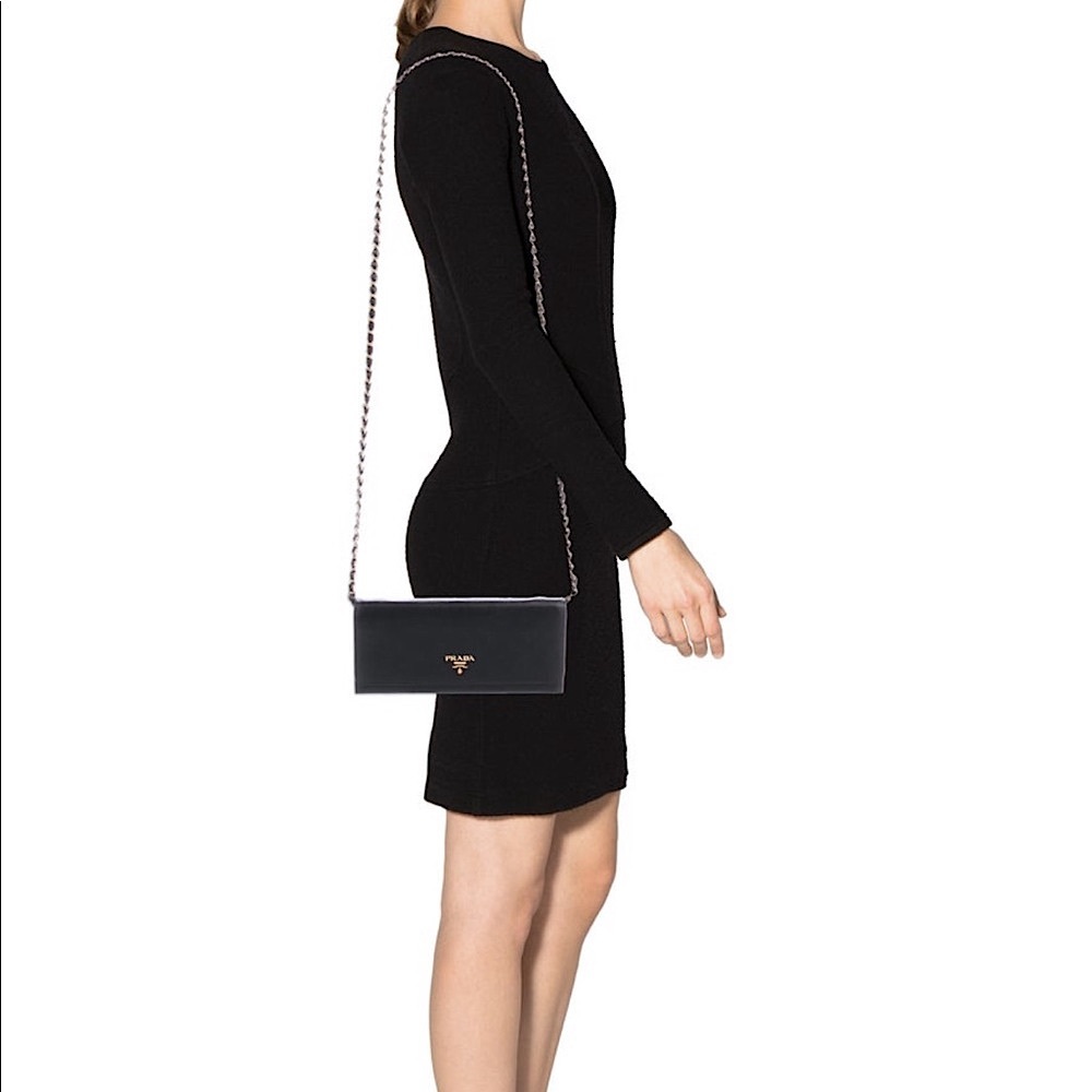 Prada Black Saffiano Leather Cross Body Wallet